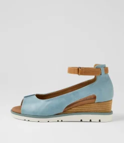 Women I LOVE BILLY Wedges|Heels-Reney Denim Tan Sandals