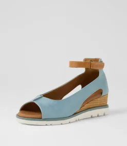 Women I LOVE BILLY Wedges|Heels-Reney Denim Tan Sandals