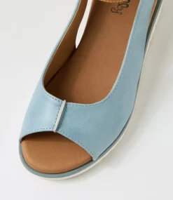 Women I LOVE BILLY Wedges|Heels-Reney Denim Tan Sandals