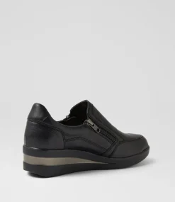 Women SUPERSOFT Comfort|Wedges-Rezie Black Leather Flat Shoes