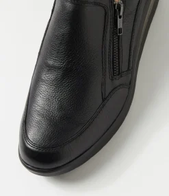 Women SUPERSOFT Comfort|Wedges-Rezie Black Leather Flat Shoes