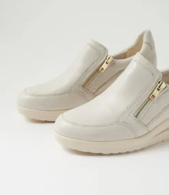 Women SUPERSOFT Comfort|Wedges-Rezie Off White Leather Flat Shoes