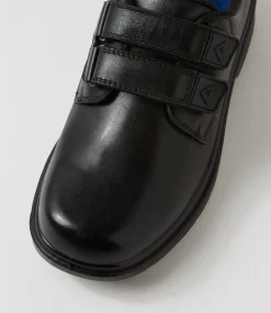 COLORADO Junior School Shoes-Roar Junior D Black Leather Adjustable Shoes