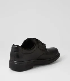 COLORADO Junior School Shoes-Roar Junior D Black Leather Adjustable Shoes