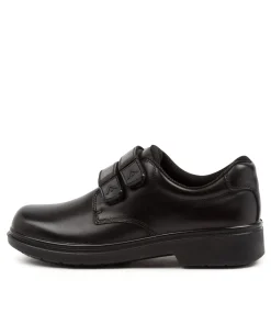 COLORADO Junior School Shoes-Roar Junior E Black Leather Adjustable Shoes