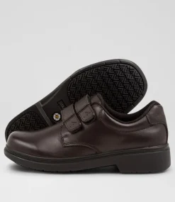 COLORADO Junior School Shoes-Roar Junior E Brown Leather Adjustable Shoes