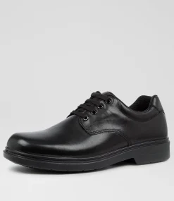 COLORADO Senior School Shoes-Roar Senior C Black Leather Lace Up Shoes