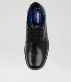COLORADO Senior School Shoes-Roar Senior D Black Leather Lace Up Shoes