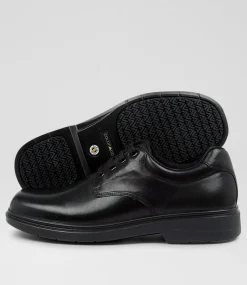 COLORADO Senior School Shoes-Roar Senior D Black Leather Lace Up Shoes
