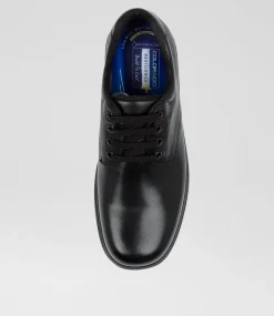 COLORADO Senior School Shoes-Roar Senior E Black Leather Lace Up Shoes