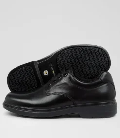 COLORADO Senior School Shoes-Roar Senior F Black Leather Lace Up Shoes