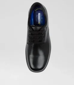 COLORADO Junior School Shoes-Roar Youth D Black Leather Lace Up Shoes