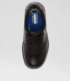 COLORADO Junior School Shoes-Roar Youth E Black Leather Lace Up Shoes