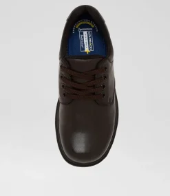 COLORADO Junior School Shoes-Roar Youth E Brown Leather Lace Up Shoes