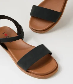 Women I LOVE BILLY Flats|Sandals-Rolucin Black Nubuck Pu Sandals