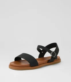 Women I LOVE BILLY Flats|Sandals-Rolucin Black Nubuck Pu Sandals