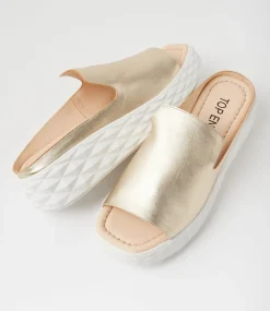 Women TOP END Sandals-Rosabel Pale Gold White Leather Sandals