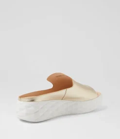 Women TOP END Sandals-Rosabel Pale Gold White Leather Sandals