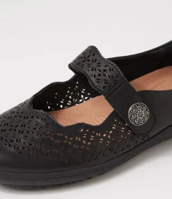 Women SUPERSOFT Comfort|Mary Janes-Rosez Black Leather Flat Shoes