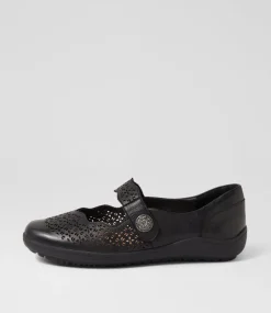 Women SUPERSOFT Comfort|Mary Janes-Rosez Black Leather Flat Shoes