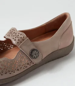 Women SUPERSOFT Flats|Comfort-Rosez Taupe Metallic Suede Flat Shoes