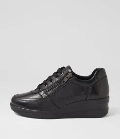 Women SUPERSOFT Comfort|Sneakers-Ruccois Black Leather Sneakers