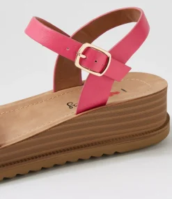 Women I LOVE BILLY Wedges|Sandals-Ruche Lipstick Weave Sandals