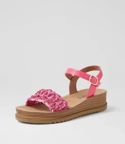 Women I LOVE BILLY Wedges|Sandals-Ruche Lipstick Weave Sandals