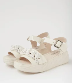 Women TOP END Sandals-Rulia Ivory Patent Leather Sandals
