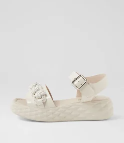 Women TOP END Sandals-Rulia Ivory Patent Leather Sandals