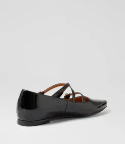 Women TOP END Flats-Sabecca Black Patent Leather Ballet Flats
