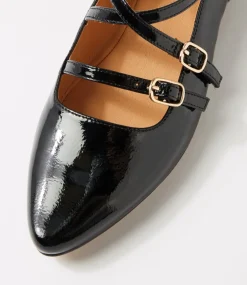 Women TOP END Flats-Sabecca Black Patent Leather Ballet Flats