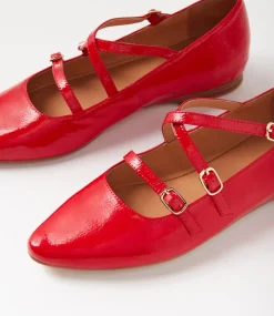 Women TOP END Flats-Sabecca New Red Patent Leather Ballet Flats