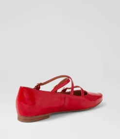 Women TOP END Flats-Sabecca New Red Patent Leather Ballet Flats