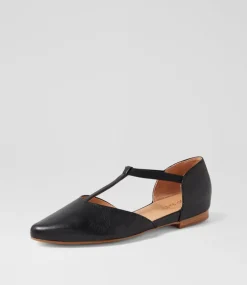 Women TOP END Flats-Saddie Black Leather Flat Shoes