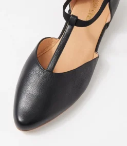 Women TOP END Flats-Saddie Black Leather Flat Shoes
