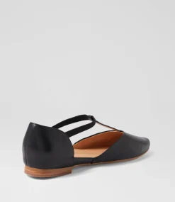 Women TOP END Flats-Saddie Black Leather Flat Shoes