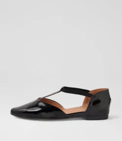 Women TOP END Flats-Saddie Black Patent Leather Flat Shoes