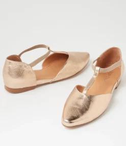 Women TOP END Flats-Saddie Champagne Crush Leather Flat Shoes