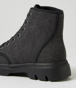 Women TOP END Boots-Sagar Black Canvas Ankle Boots