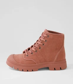 Women TOP END Boots-Sagar Blush Canvas Ankle Boots