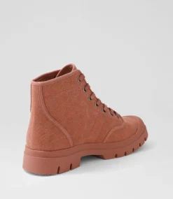 Women TOP END Boots-Sagar Blush Canvas Ankle Boots