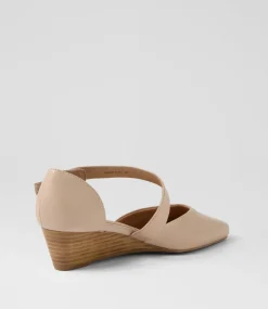Women SUPERSOFT Comfort|Heels-Sagie2 Nude Leather Heels