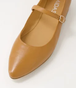 Women TOP END Flats-Sairo Dark Tan Leather Flat Shoes