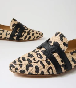 Women TOP END Loafers|Flats-Saltis Light Leopard Black Fabric Loafers