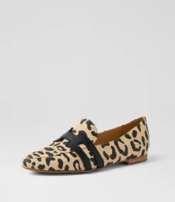 Women TOP END Loafers|Flats-Saltis Light Leopard Black Fabric Loafers