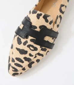 Women TOP END Loafers|Flats-Saltis Light Leopard Black Fabric Loafers