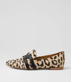 Women TOP END Loafers|Flats-Saltis Light Leopard Black Fabric Loafers