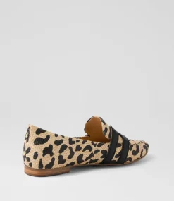 Women TOP END Loafers|Flats-Saltis Light Leopard Black Fabric Loafers