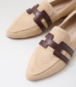 Women TOP END Loafers|Flats-Saltis Nougat Choc Fabric Loafers